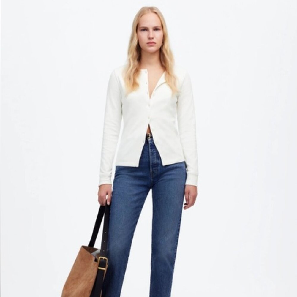 SOLD☀️NWT Madewell Ribbed Button-Front Cardigan - Picture 3 of 6